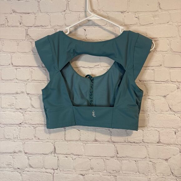 FP Movement Blue Tie Front Crop Top with Cut Out - Picture 3 of 5